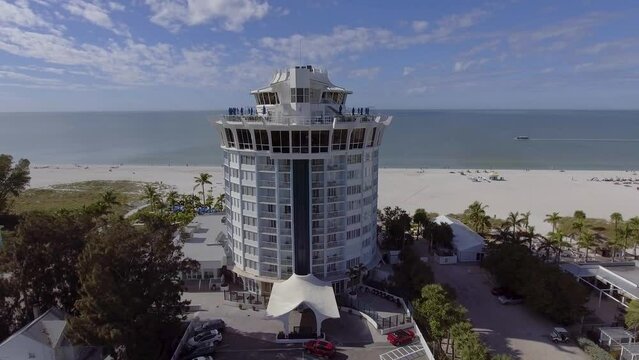 4K Drone Video of Bellwether Resort Hotel on the Gulf of Mexico in St. Pete Beach, Florida