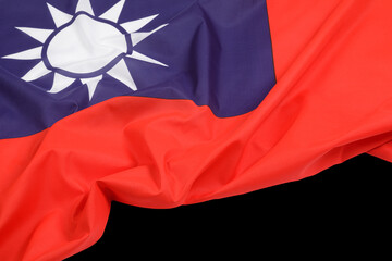 Close up of the offical Taiwan Flag on black background background