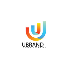 letter u for business logo symbol design colorful