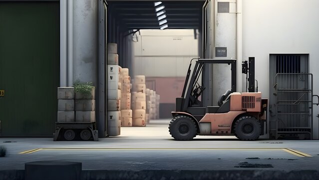 forklift truck in warehouse