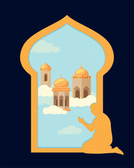 mosques and muslim man praying