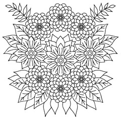 design flower outline element coloring page