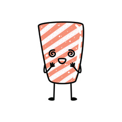 Kawaii sushi mascot in cartoon style. Cute sashimi with salmon for menu