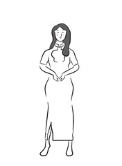 Cute Girl in Traditional Dress, Cheongsam or Qipao