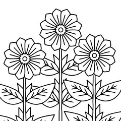 design flower outline element coloring page