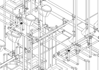 3D illustration of sanitary piping