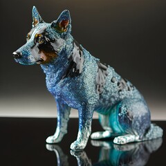 Australian Cattle Dog Crystal And Glass Art (generative AI)