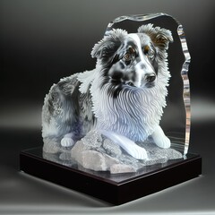 Australian Shepherd Crystal And Glass Art (generative AI)
