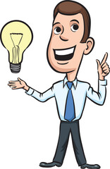businessman standing with lighting idea bulb - PNG image with transparent background