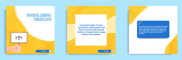 Social media carousel post banner layout for tips, did you know, podcast, motivation, self-development, product, service knowledge template. Torn paper design element and texture