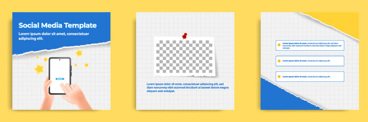 Social media carousel post banner layout for tips, did you know, podcast, motivation, self-development, product, service knowledge template. Torn paper design element and texture.