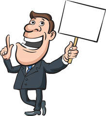 businessman with sign speaking - PNG image with transparent background