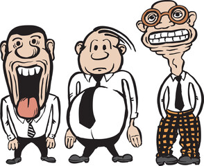 three caricature businessmen - PNG image with transparent background