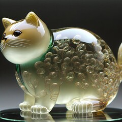 Munchkin Cat Crystal And Glass Art (generative AI)
