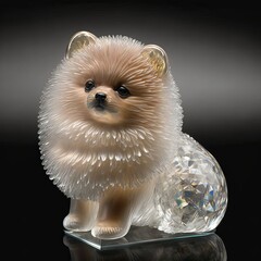 Pomeranian Crystal And Glass Art (generative AI)