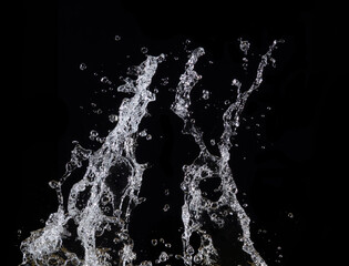 Water splash isolated on black background