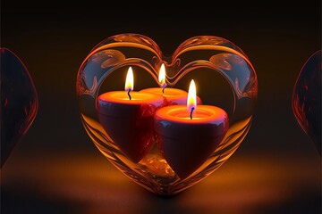 Heart shaped candles for Valentine's Day (generative AI)