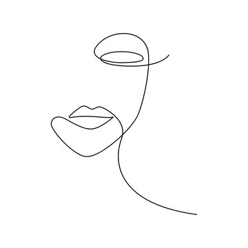 recommend clip art: Woman face continuous line drawing. Modern abstract minimal one line style illustration. Female portrait vector.  Minimal design element for print, banner, wall art poster, brochure