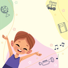 little kid boy celebrating