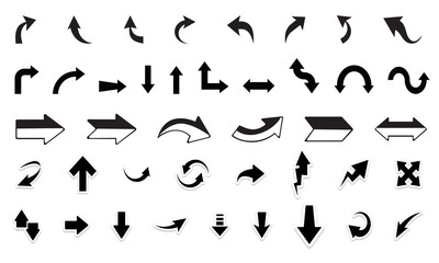 High resolution set of arrow icons on transparent background. 