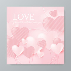 Fototapeta na wymiar Pastel pink and red soft 3D heart shape frame design. Collection of geometric backdrop for cosmetic product display. Elements for valentine day festival design. Top view. Vector illustration