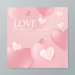 Valentine's day sale square banner background with with love hearth balloons