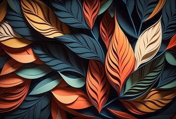 Abstract Colorful Leaf Background - Illustration