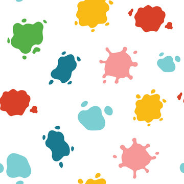 Watercolor liquid splash drops seamless pattern colorful on white background for backdrop.