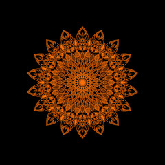 abstract Mandala orange in background black