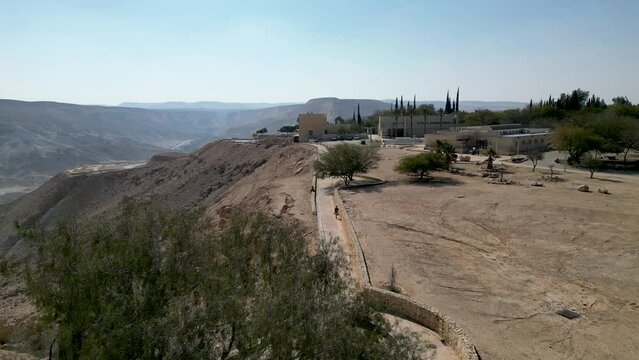 4K High resolution drone video of Ben-Gurion&rsquo;s, Tomb National Park, Midreshet Ben-Gurion, Midreshet Sde Boker BenGurion, Grave Site- Southern Israel
