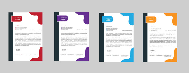 Simple Modern Letterhead vector template design. Creative & Clean business style print ready letterhead for your corporate project. Blue & Red color Letterhead Design Template design