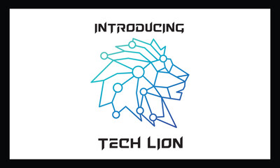 new lion logo with tech design.