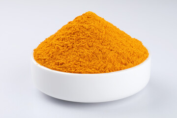 haldi or turmeric powder, Indian spice used as an ingredient in Indian cooking