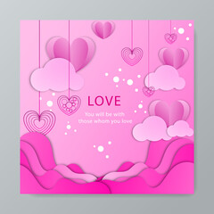 Cute flat design valentines day background. Vector illustration