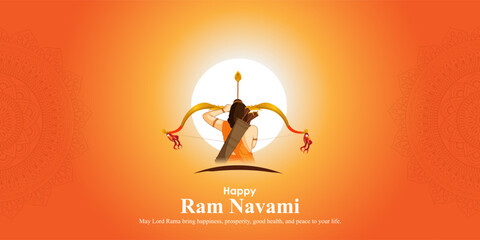 Vector illustration concept of Spring Hindu festival Shree Ram Navami wishes greeting - obrazy, fototapety, plakaty