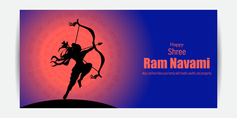 Vector illustration concept of Spring Hindu festival Shree Ram Navami wishes greeting