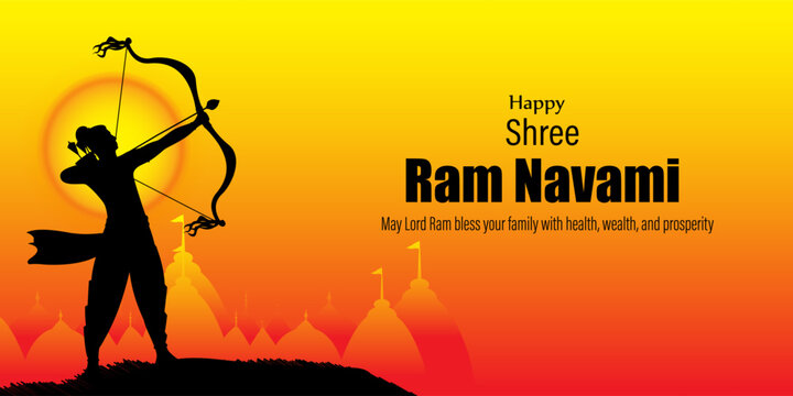 Vector illustration concept of Spring Hindu festival Shree Ram Navami wishes greeting