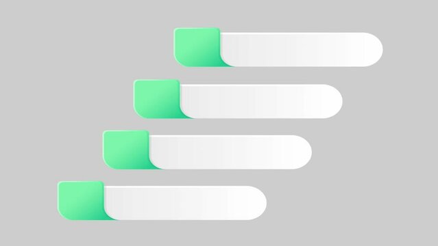 Animation green and white 4 step infographic timeline template with gray background.