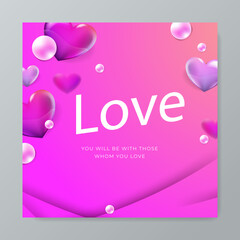 Orange, pink and white hearts with golden confetti on orange background. Vector illustration. Paper cut decorations for Valentine's day design