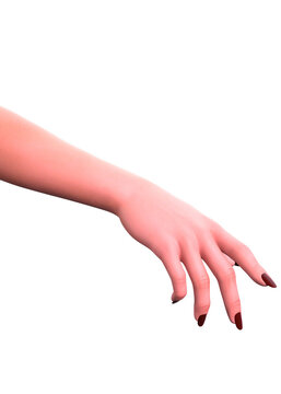 3D Hand with long red nails