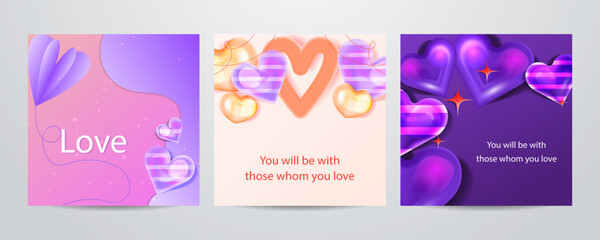 Obraz premium Universal love hearth greeting card square background for valentine day, mother day, father day, spring fall summer love card, birthday card, and social media template