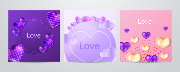Fototapeta na wymiar Universal love hearth greeting card square background for valentine day, mother day, father day, spring fall summer love card, birthday card, and social media template