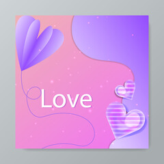 Universal love hearth greeting card square background for valentine day, mother day, father day, spring fall summer love card, birthday card, and social media template