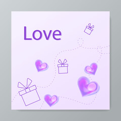 Universal love hearth greeting card square background for valentine day, mother day, father day, spring fall summer love card, birthday card, and social media template