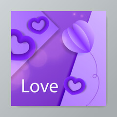 Universal love hearth greeting card square background for valentine day, mother day, father day, spring fall summer love card, birthday card, and social media template