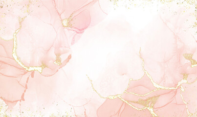 Pink alcohol ink Elegant looking abstract ink flow art with translucent background  © Wanan