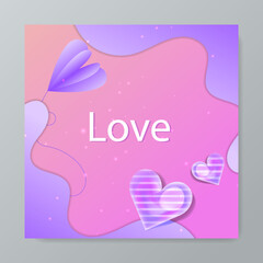 Universal love hearth greeting card square background for valentine day, mother day, father day, spring fall summer love card, birthday card, and social media template