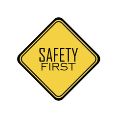 Obraz premium Yellow safety first sign. vector icon 