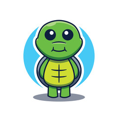 Cute turtle mascot cartoon logo