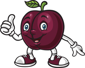 Cartoon plum character giving a thumbs up